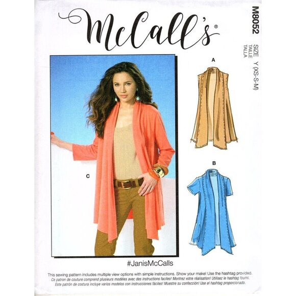 McCall's M8052 Misses XS to M Cardigan Jacket and Vest Uncut Sewing Pattern New - Picture 1 of 2